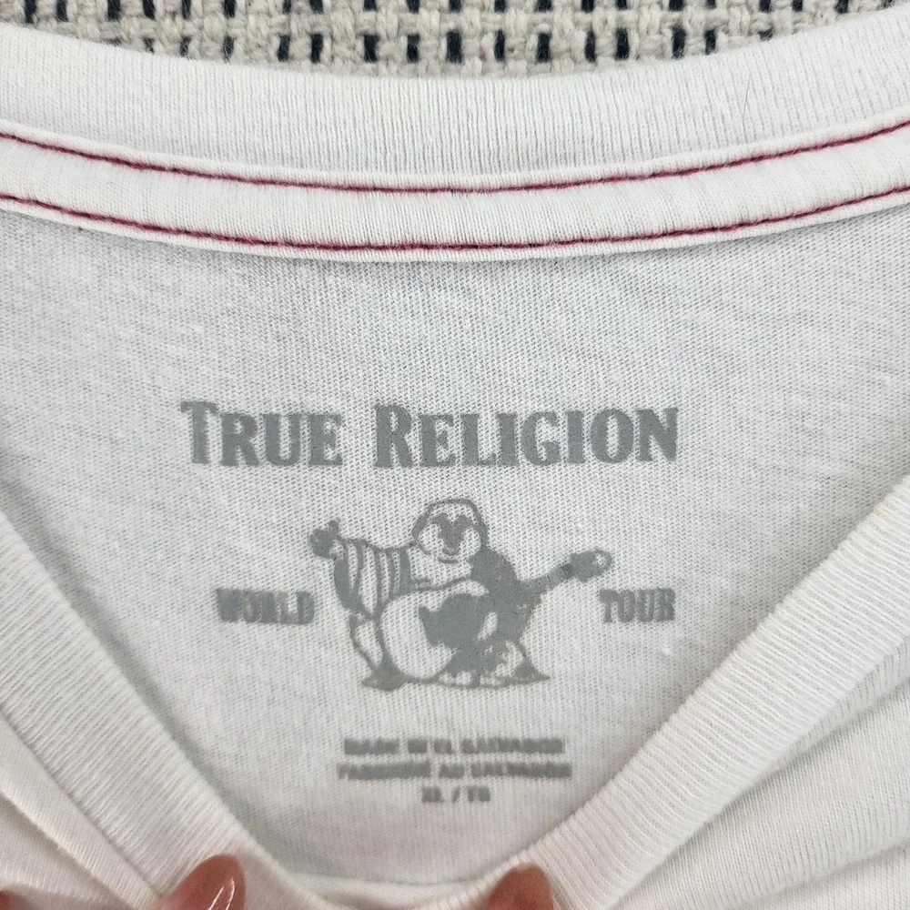 True Religion‎ Shirt Mens 2XL White Red Horseshoe Logo Graphic Tee Cotton